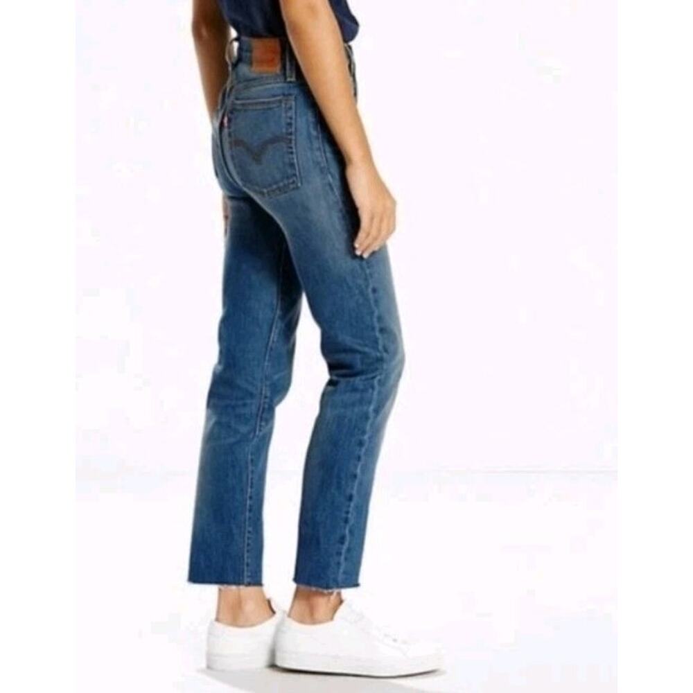 Levis 501 White Oak Cone Denim Jeans Womens 28 High Rise Raw Hem Button Fly